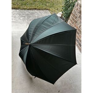 Fendi Zucca Trim Luxury Rain Umbrella Dark Green Brown City Office Professional